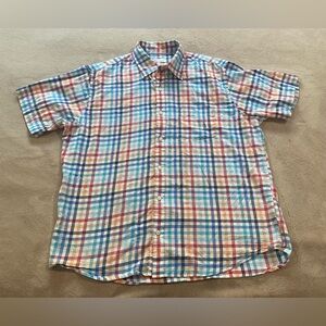 Peter Millar Plaid Short Sleeve Button Front Shirt Men’s Large Multicolor
